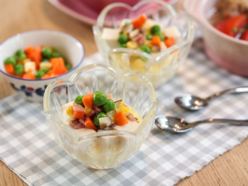 豆腐雑豆蒸雞蛋